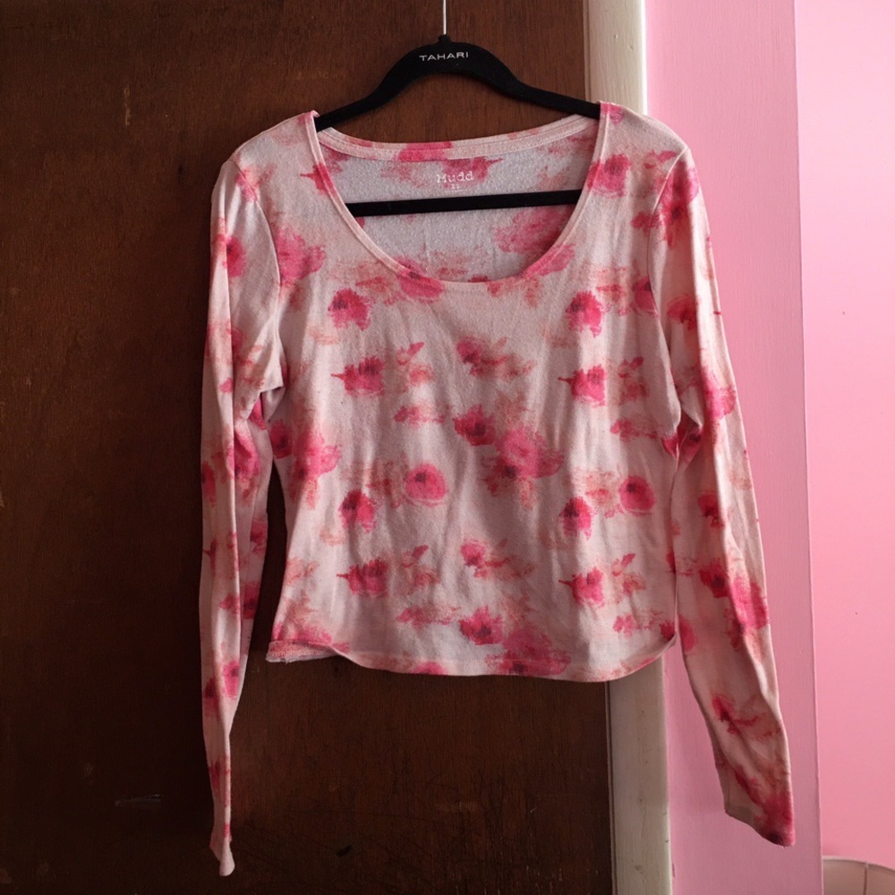 Pink tie dye cropped sweater